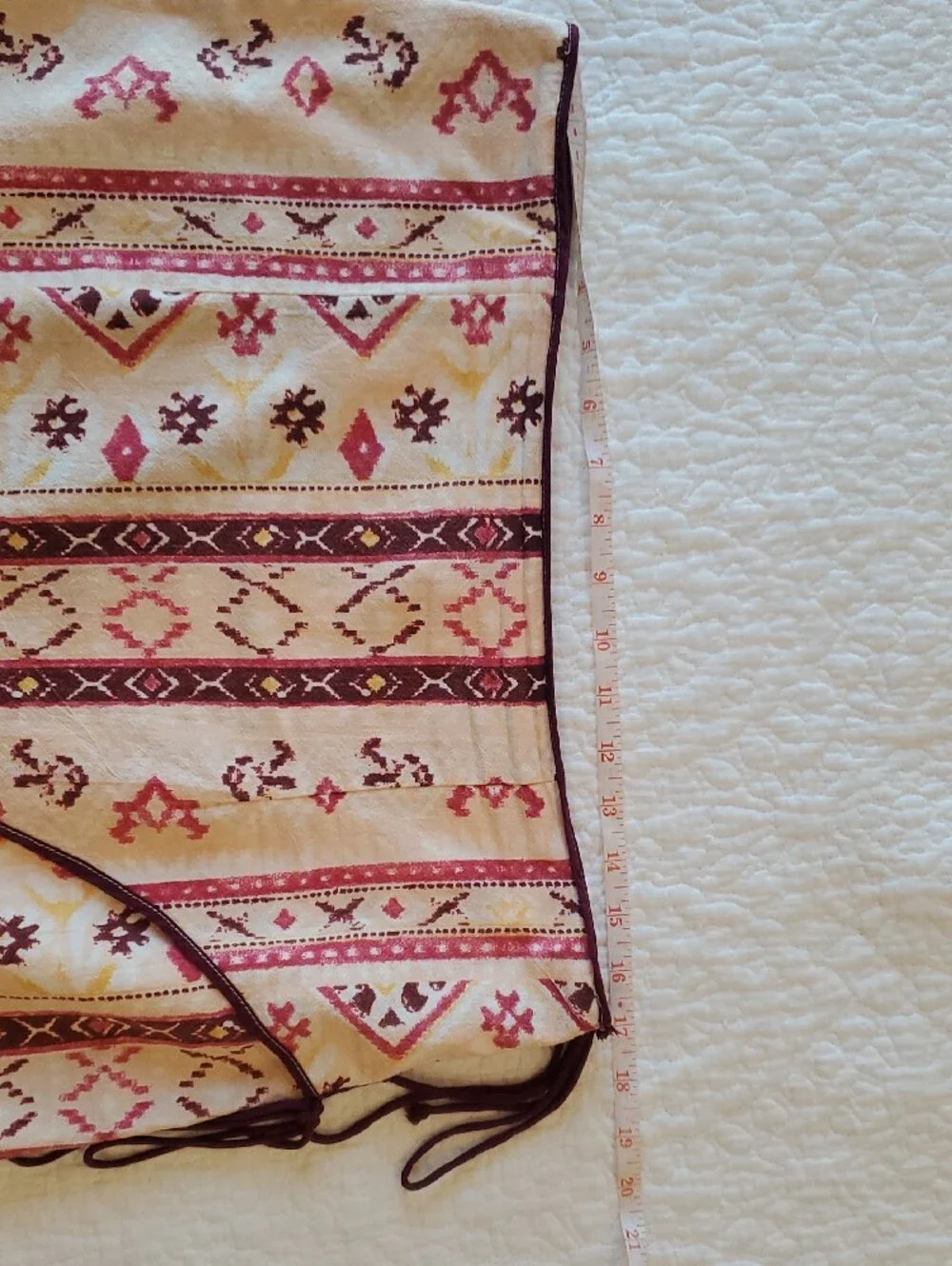 Free People Cream and Burgundy Aztec Mini Skirt